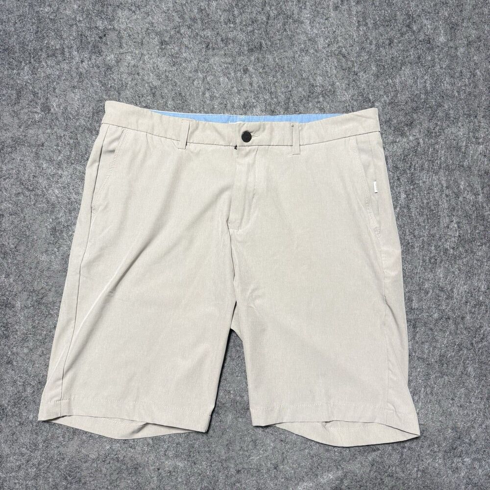 Onia Versatility Shorts Mens 34 Beige Tan Hybrid Performance Golf Stretch Tech